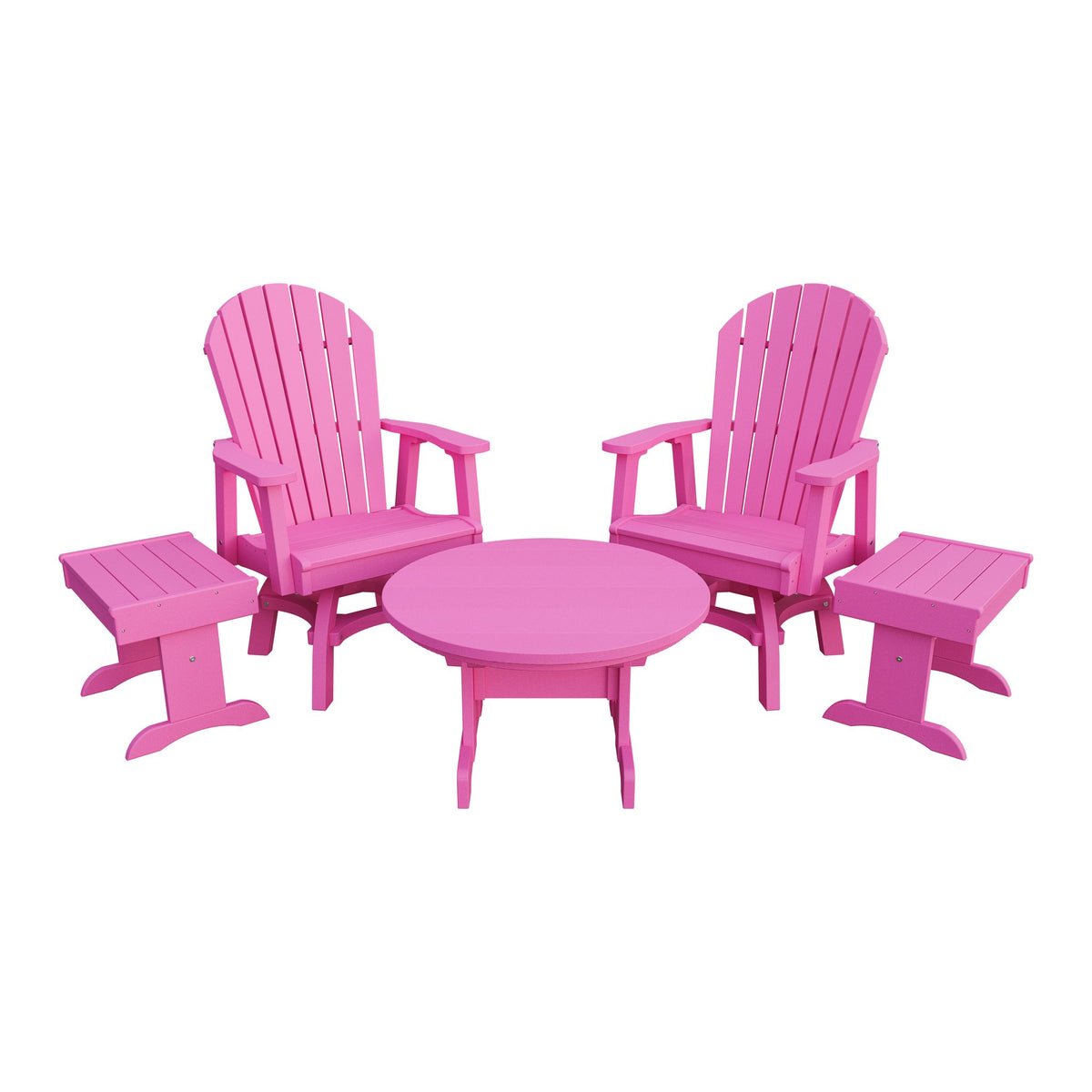 Amish Adirondack 5pc Set: 2 Swivel Dining Chairs, 2 End Tables & Round Coffee Table in Pink