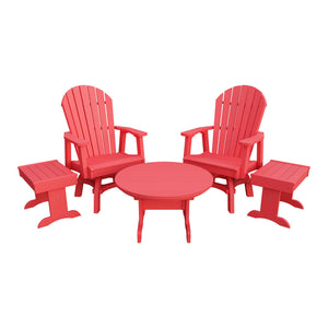 Amish Adirondack 5pc Set: 2 Swivel Dining Chairs, 2 End Tables & Round Coffee Table in Red