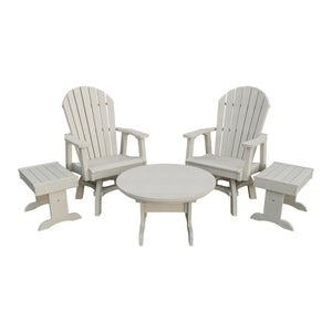 Amish Adirondack 5pc Set: 2 Swivel Dining Chairs, 2 End Tables & Round Coffee Table in Seashell