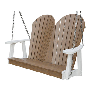 Amish Adirondack 4' Poly Hanging Swing in Antique Mahogany & White