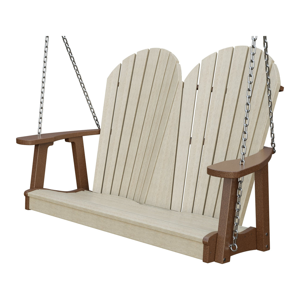 Amish Adirondack 4' Poly Hanging Swing in Birchwood & Tudor Brown