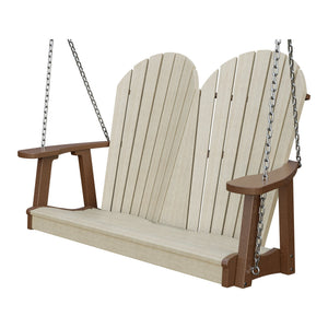 Amish Adirondack 4' Poly Hanging Swing in Birchwood & Tudor Brown