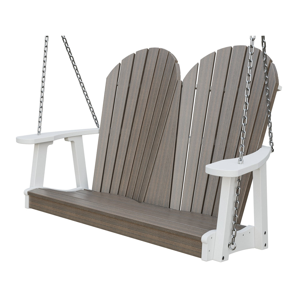 Amish Adirondack 4' Poly Hanging Swing in Brazilian Walnut & White