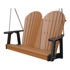 Amish Adirondack 4' Poly Hanging Swing in Cedar & Black