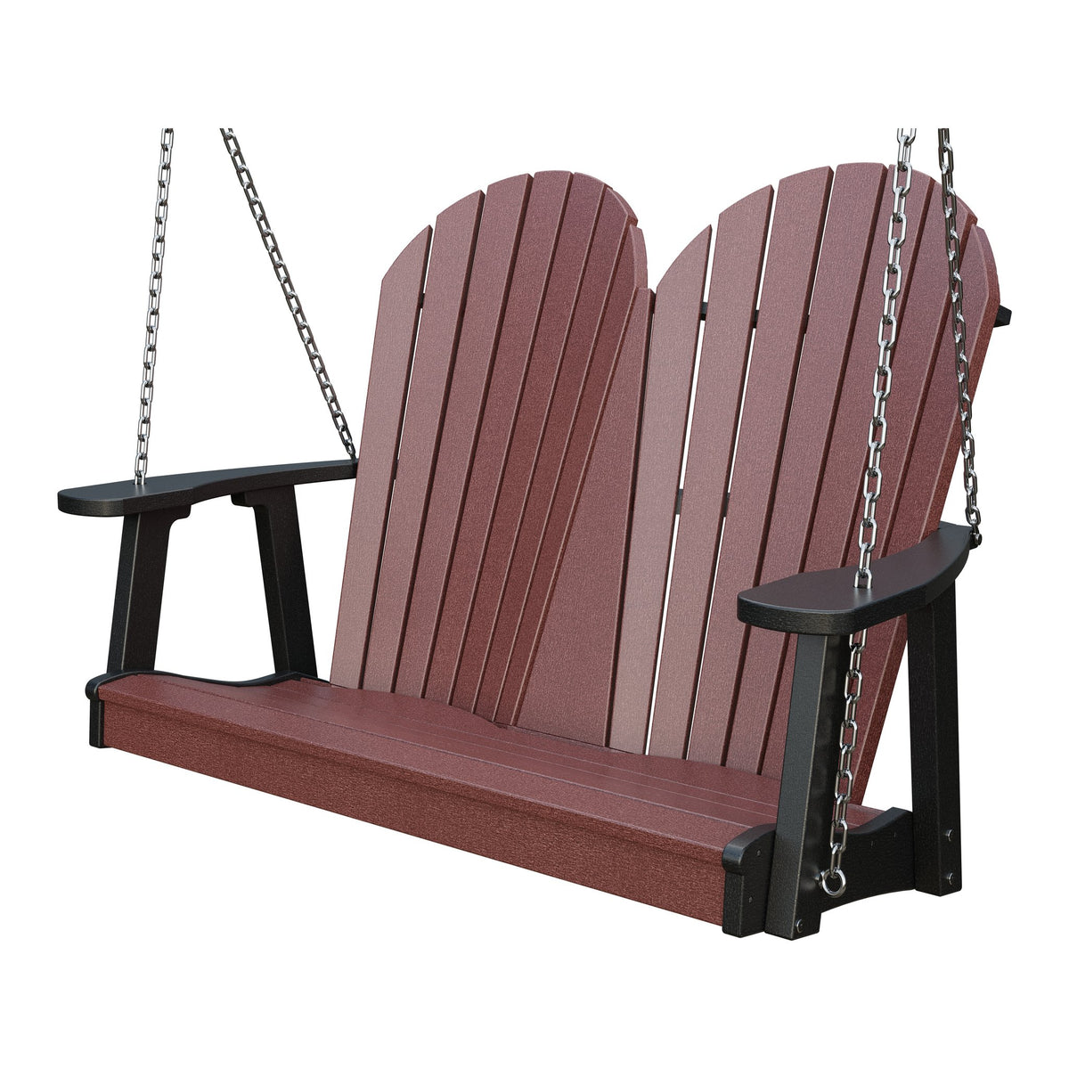 Amish Adirondack 4' Poly Hanging Swing in Cherrywood & Black