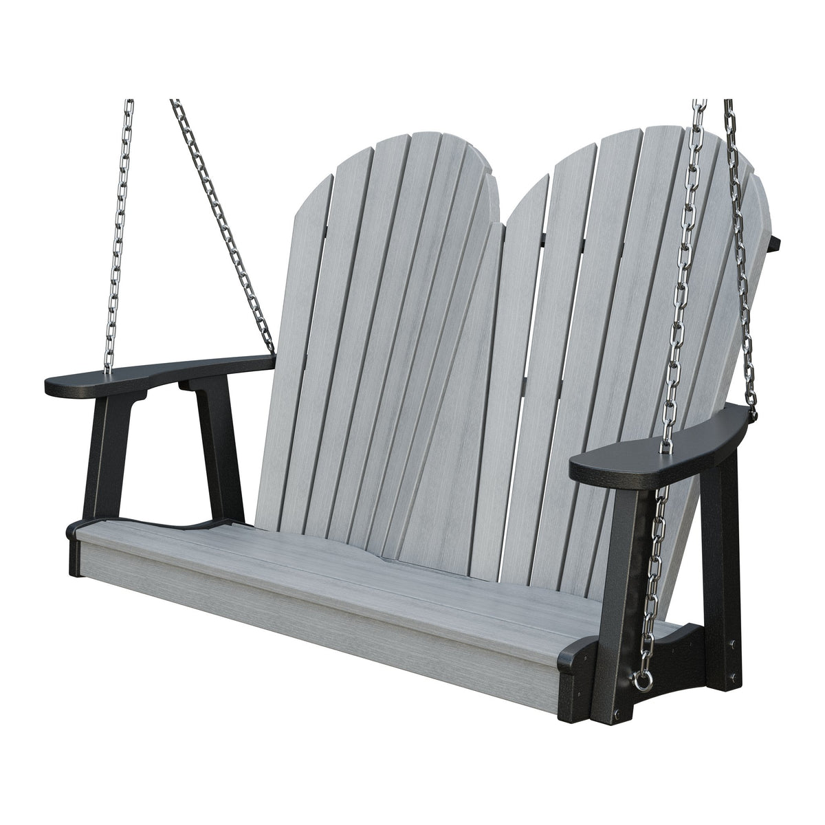 Amish Adirondack 4' Poly Hanging Swing in Driftwood Gray & Black