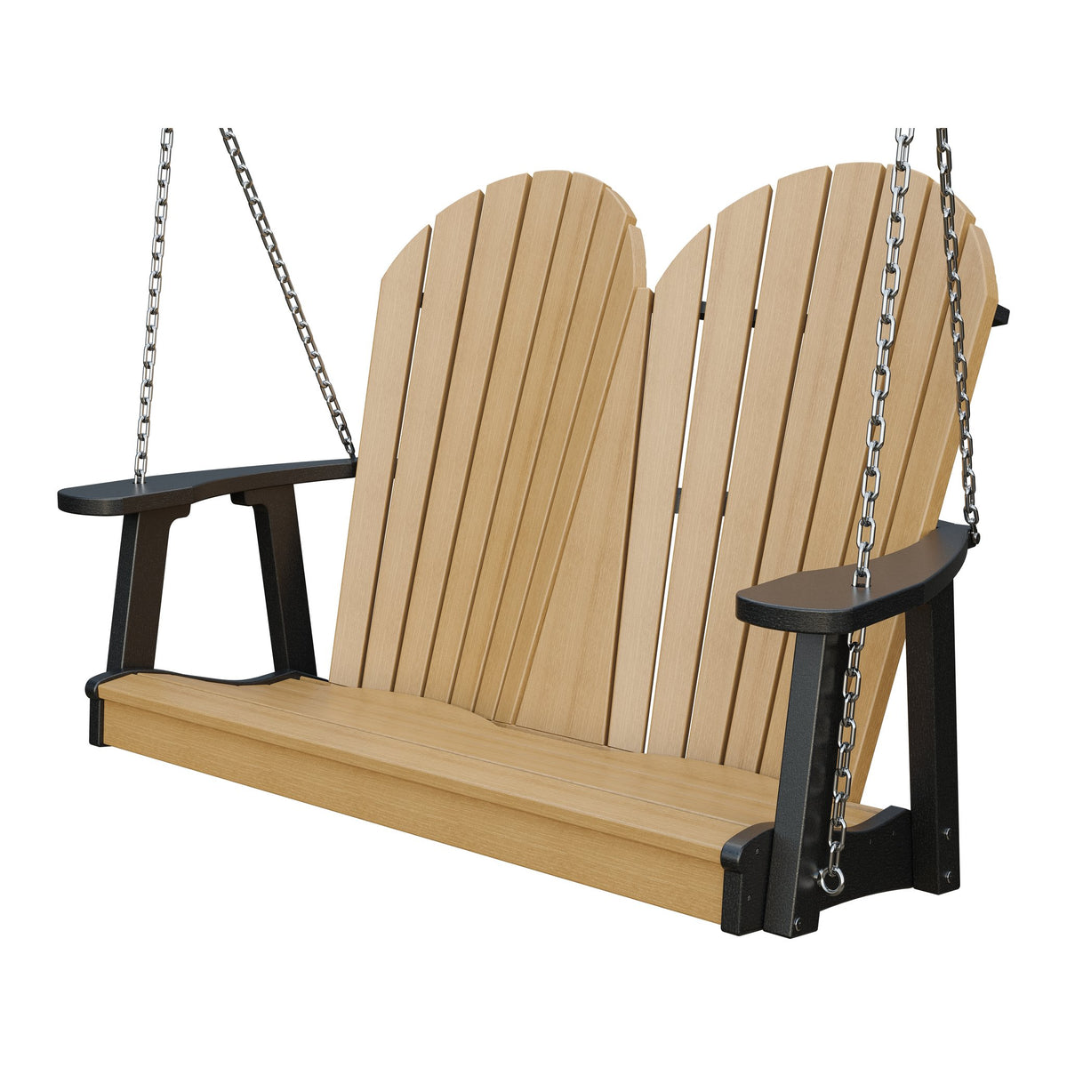 Amish Adirondack 4' Poly Hanging Swing in Natural Teak & Black