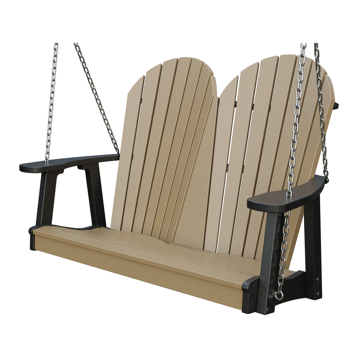 Amish Adirondack 4' Poly Hanging Swing in Weathered Wood & Black