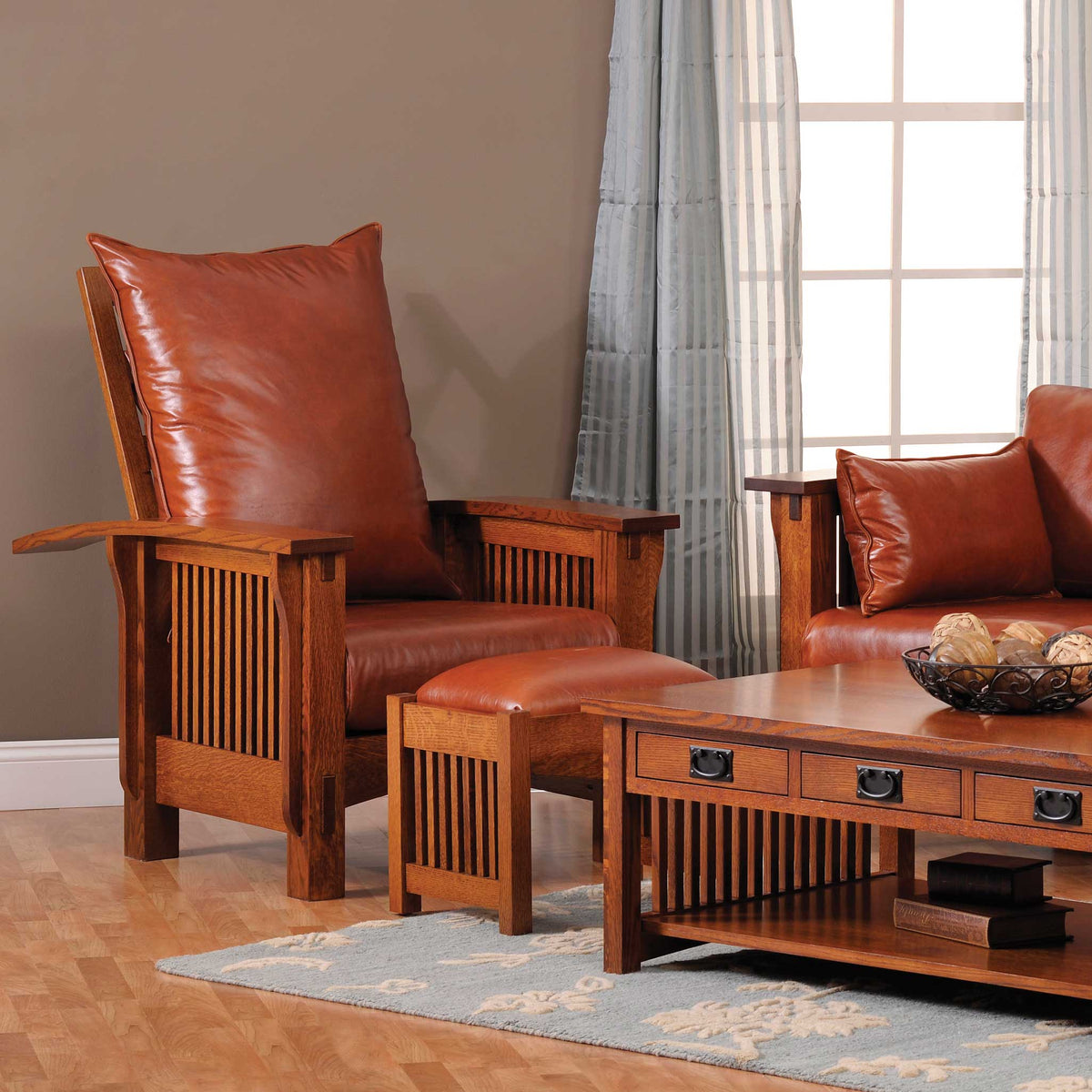 Amish Solid Wood Spanish Mission Morris Chair