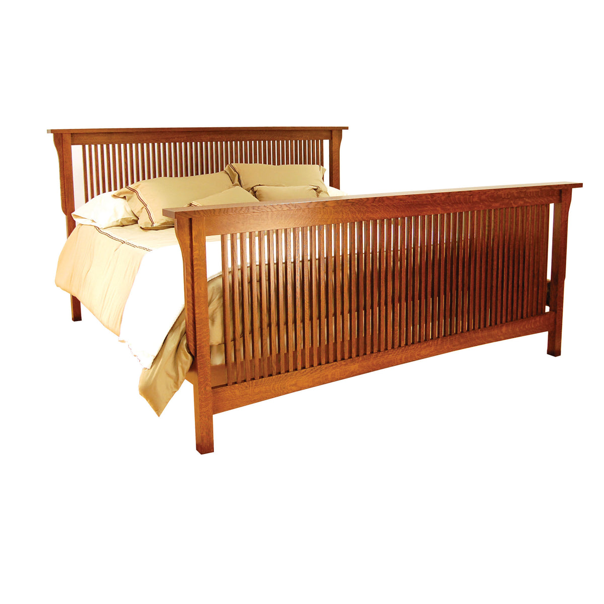 Cama de husillo de misión española de madera maciza Amish