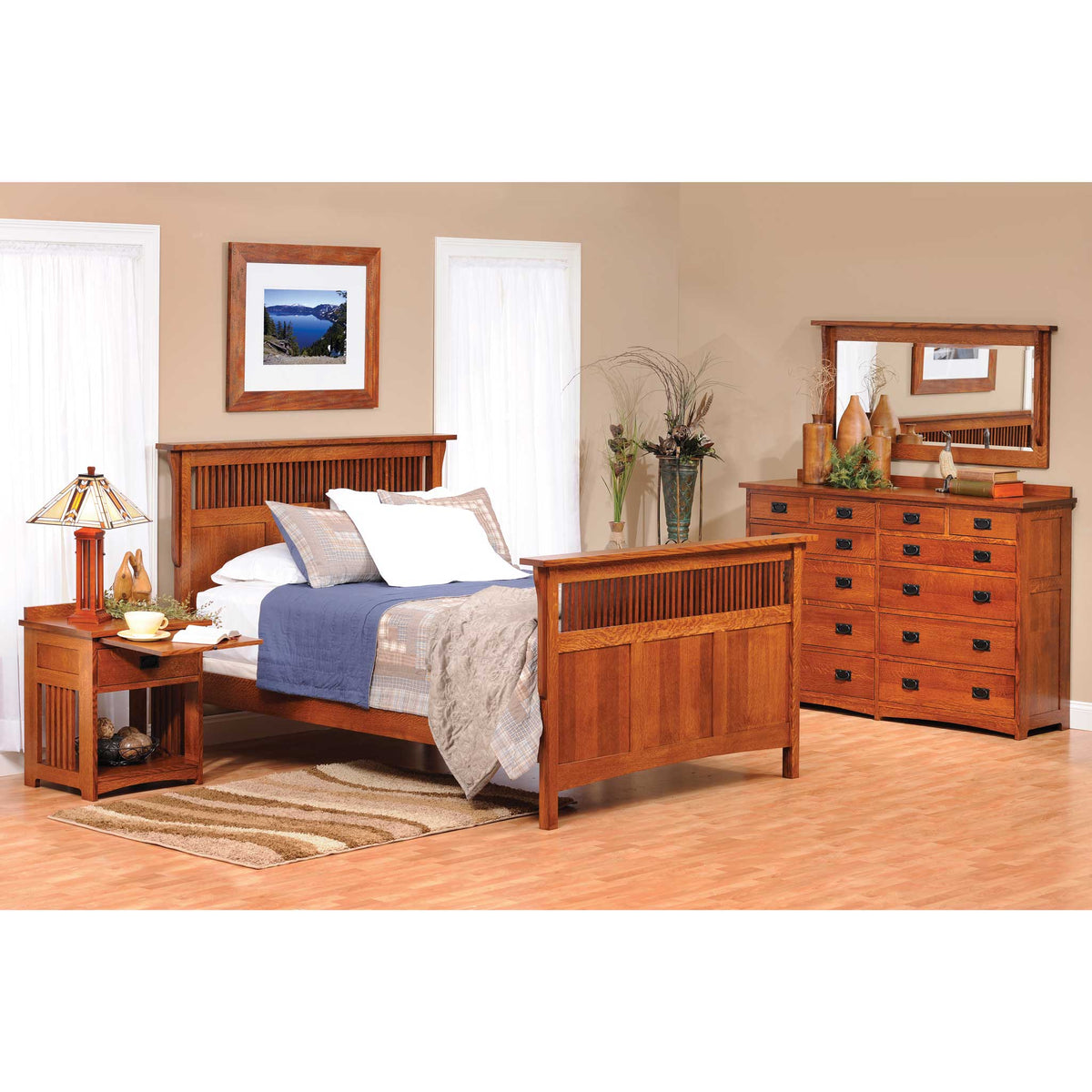 Amish Solid Wood Spanish Mission Dressing Bench