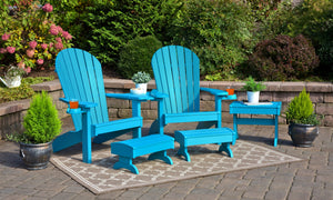 Amish Adirondack 4pc Patio Set: Chair, Footstool, Cupholder & End Table lifestyle photo
