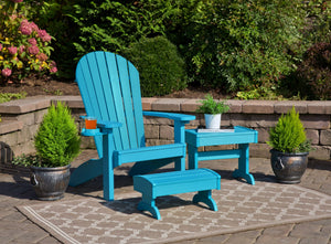 Amish Adirondack 4pc Patio Set: Chair, Footstool, Cupholder & End Table lifestyle photo