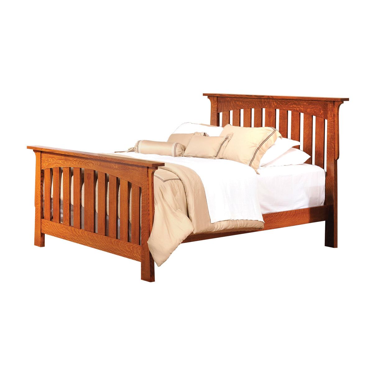 Amish Solid Wood Alamosa Mission Carved Slat Bed
