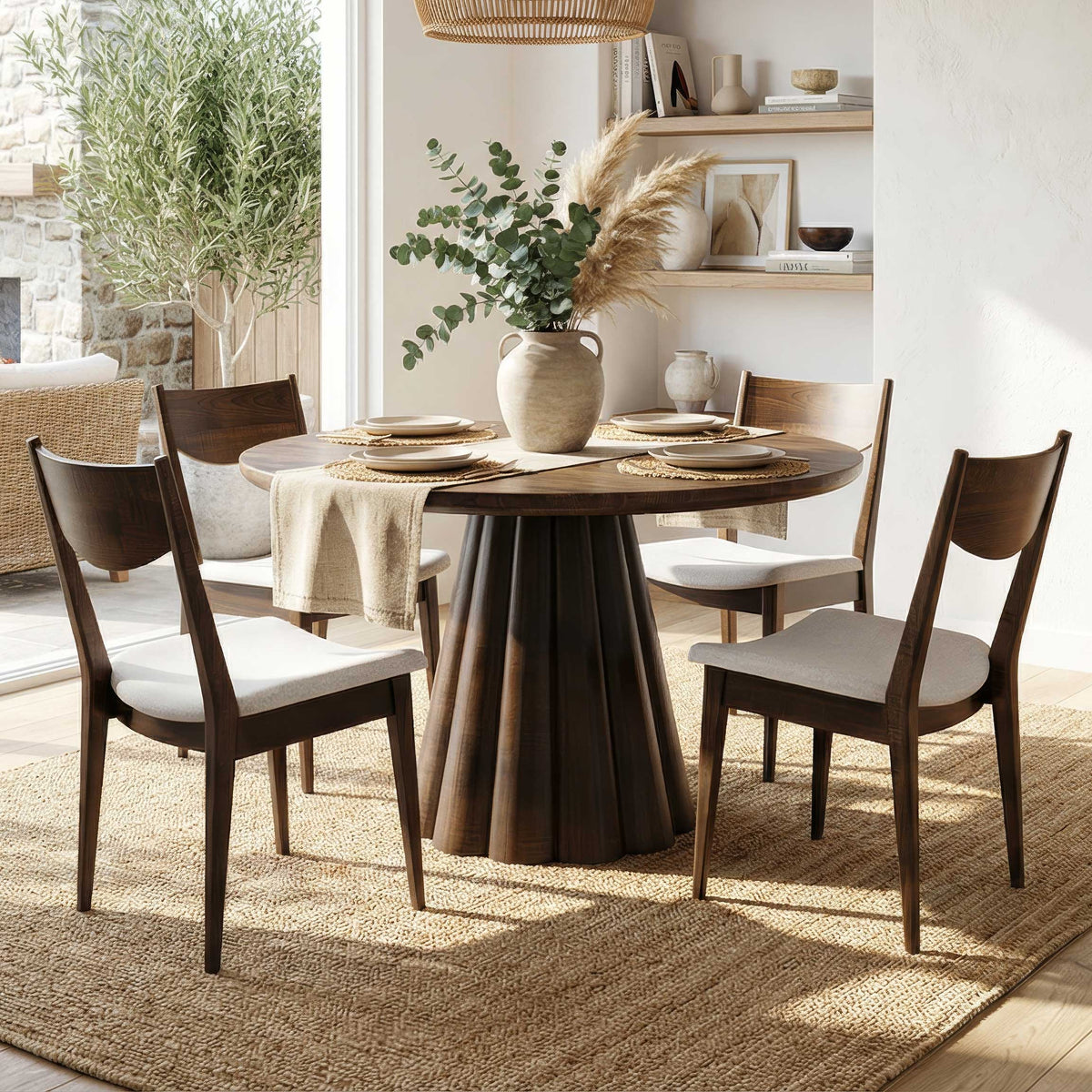 Amish Alvarado Solid Top Round Pedestal Table