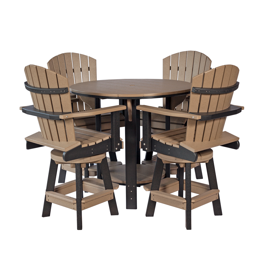 Amish Poly 42" Round Swivel Adirondack Bar Height Patio Table & Chair Set for 4 - Quick Ship