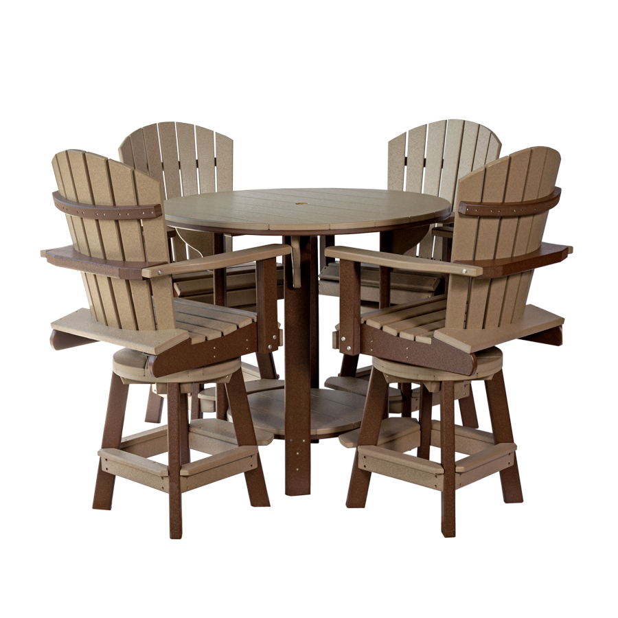 Amish Poly 42" Round Swivel Adirondack Bar Height Patio Table & Chair Set for 4 - Quick Ship