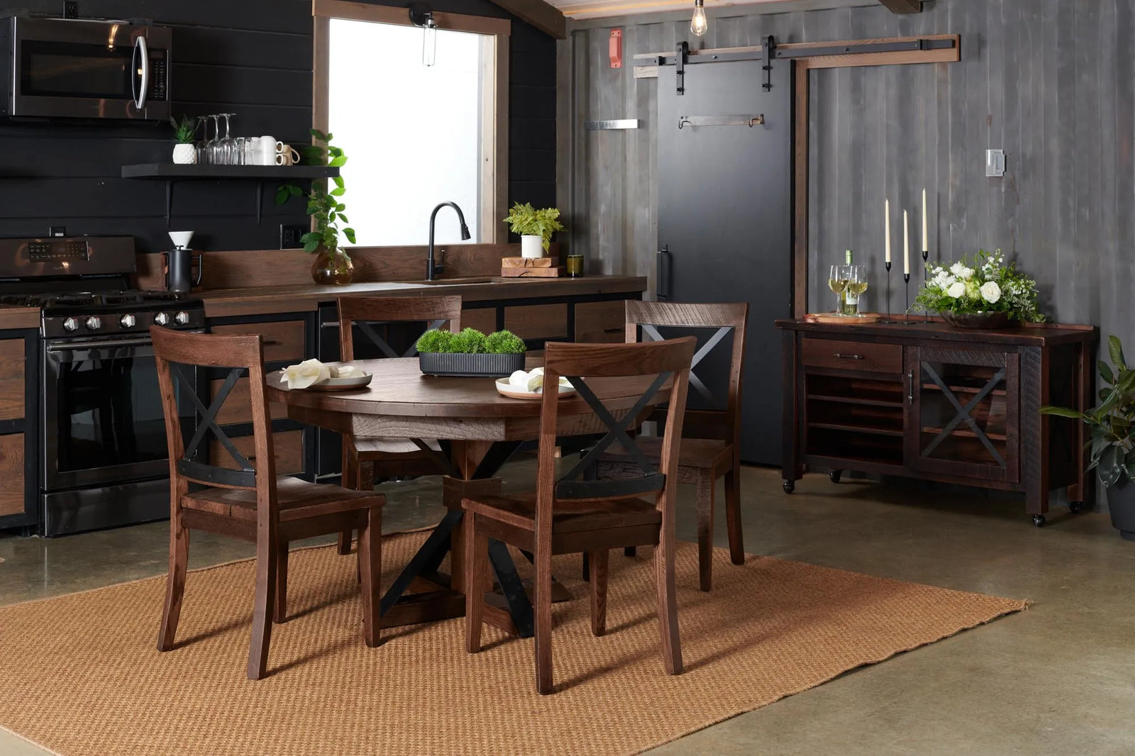 Amish Alton Rustic Barnwood 7pc Dining Set