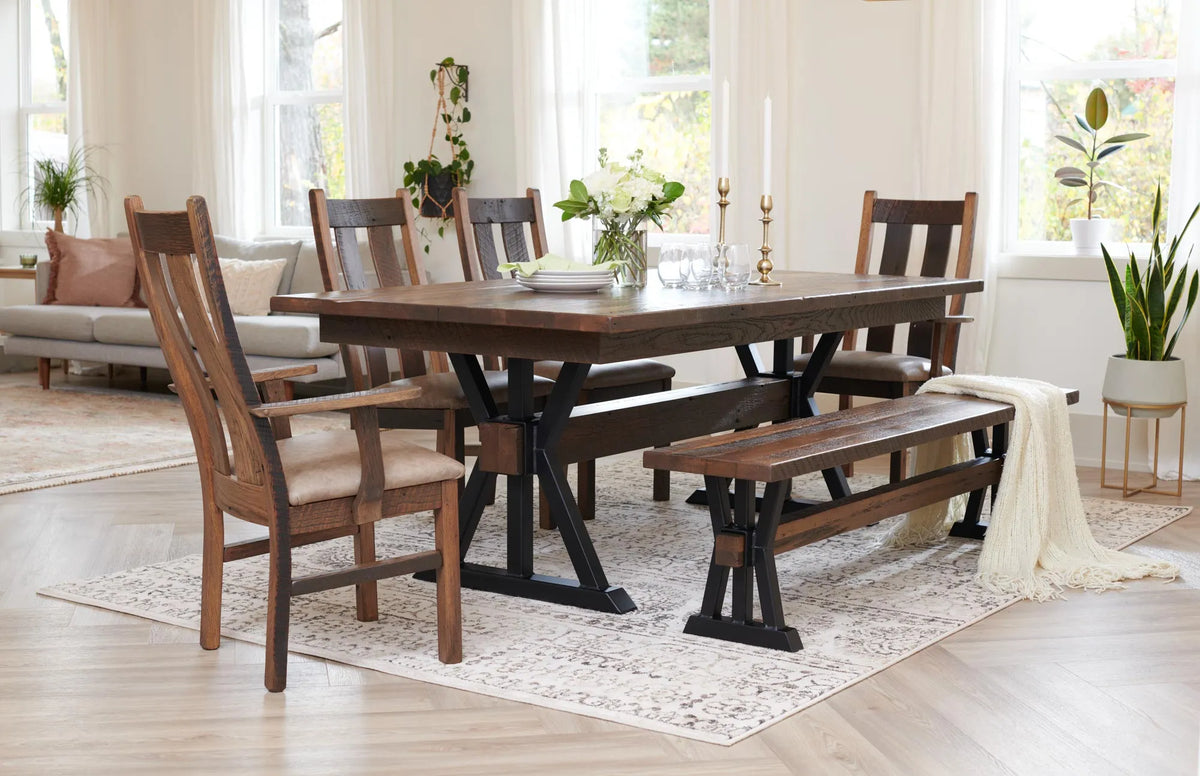 Amish Back Bay Rustic Barnwood 6pc Dining Set