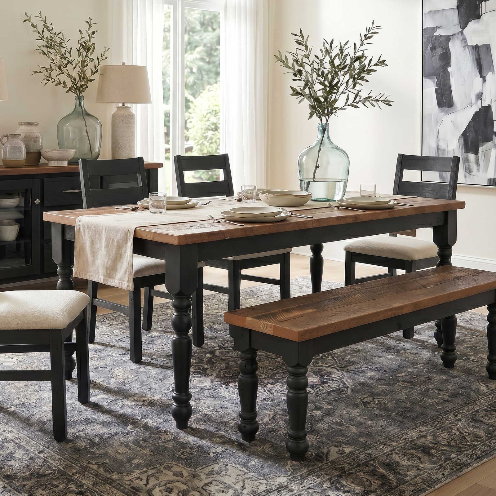 Amish Beacon Rustic Barnwood 7pc Dining Set
