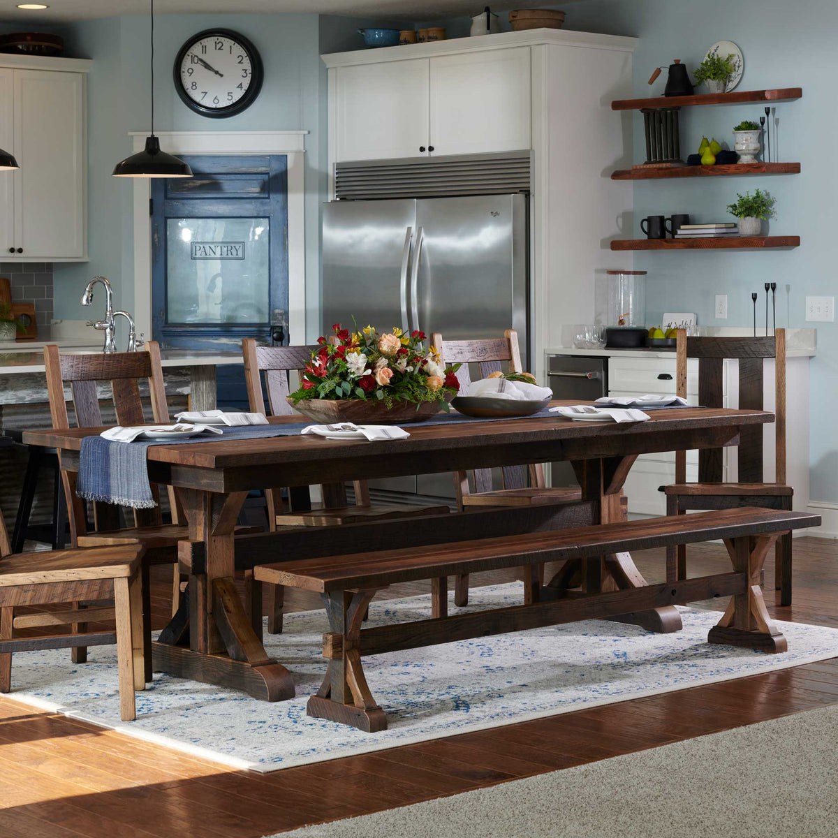 Amish Redland Rustic Barnwood Extendable Top Table