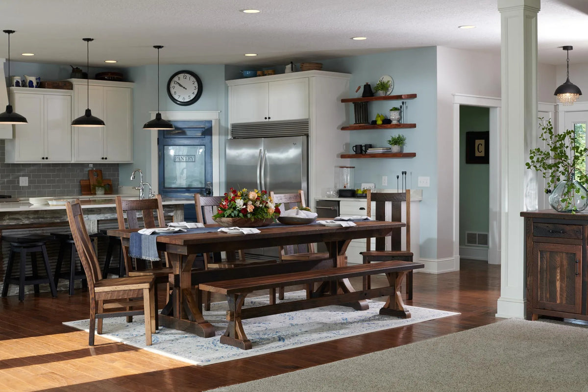 Amish Redland Rustic Barnwood 9pc Dining Set