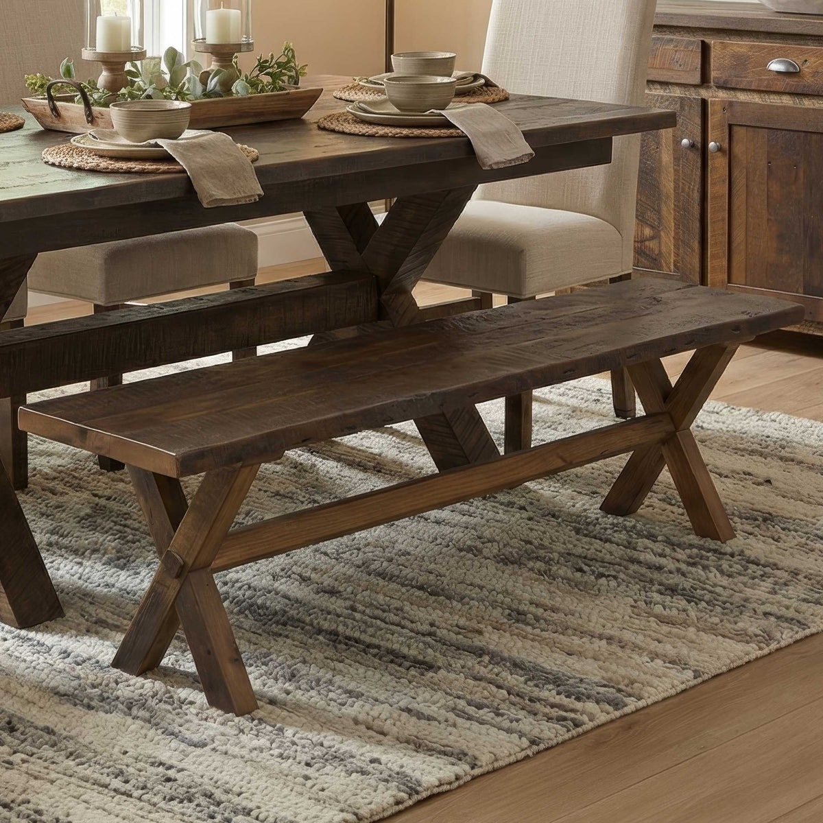Amish Bakewell Rustic Barnwood Bench