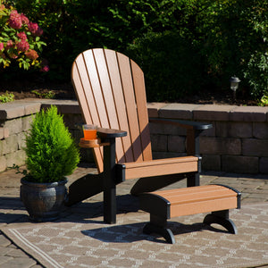 Amish Adirondack Classic 3-Piece Patio Set: Chair, Cupholder & Footstool lifestyle photo