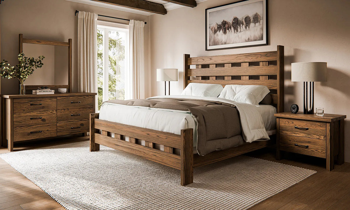 Amish Laramie Rustic Barnwood 5pc Bedroom Set