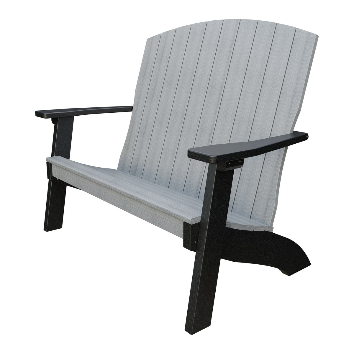 Amish Coastal 4' Patio Bench in Driftwood Gray & Black