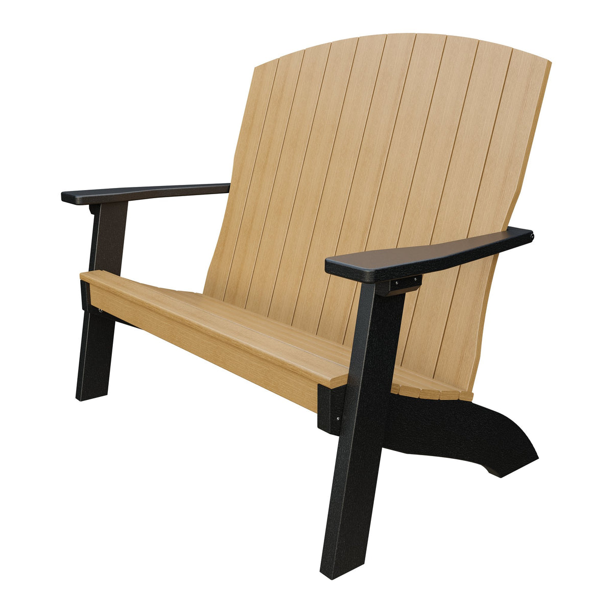 Amish Coastal 4' Patio Bench in Natural Teak & Black