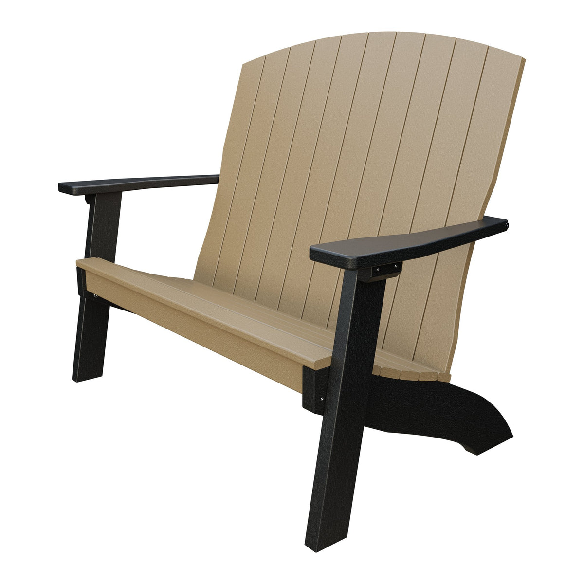 Amish Coastal 4' Patio Bench in Weathered Wood & Black