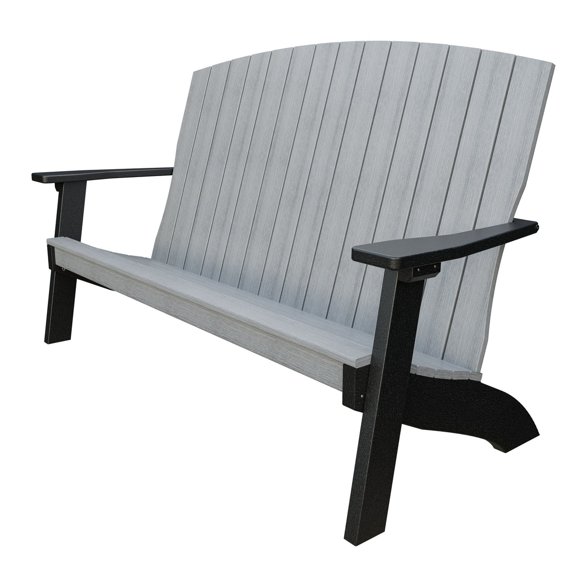 Amish Coastal 5' Poly Patio Bench in Driftwood Gray & Black