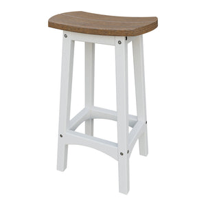 Amish Coastal Fanback Patio Barstool in Antique Mahogany & White
