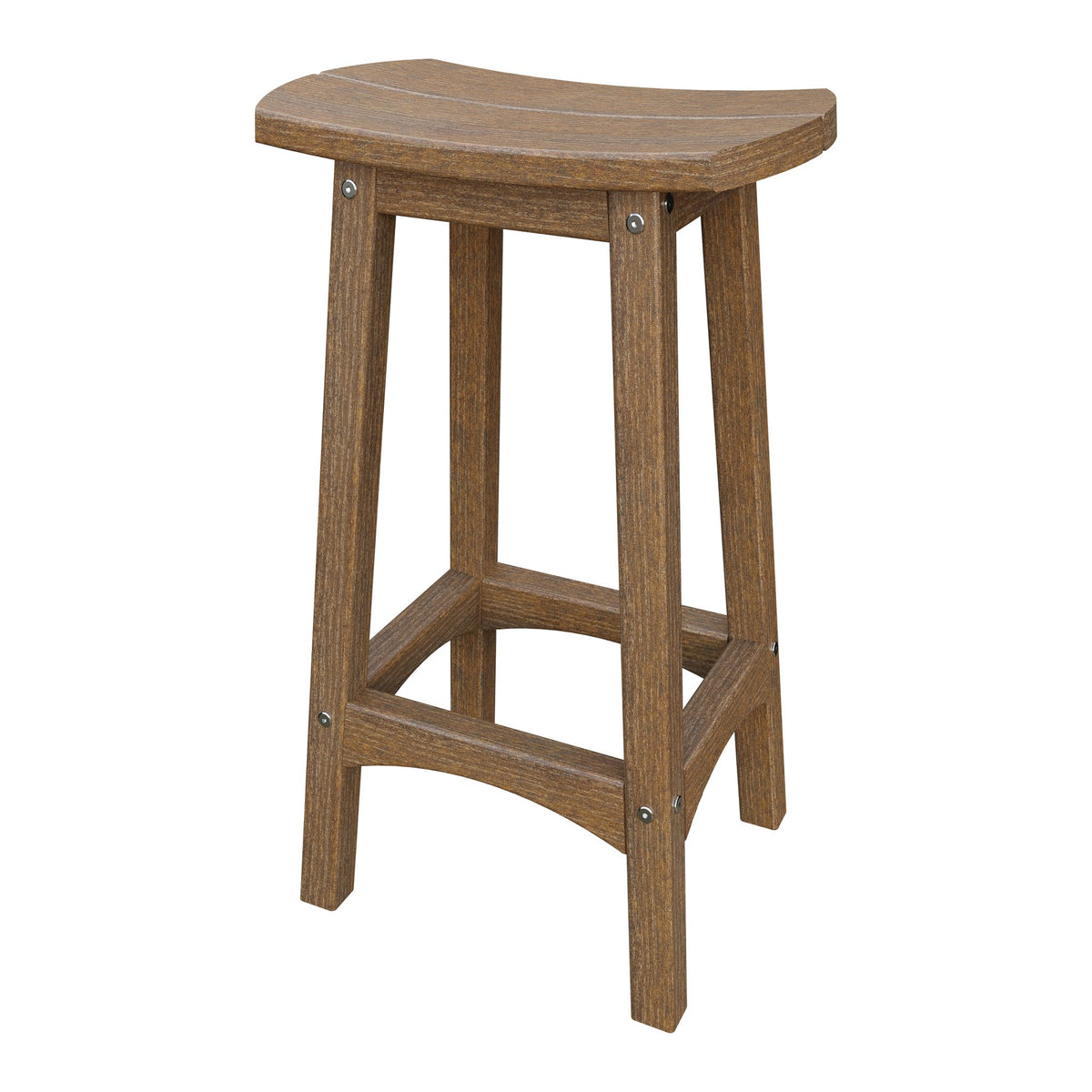 Amish Coastal Fanback Patio Barstool in Antique Mahogany