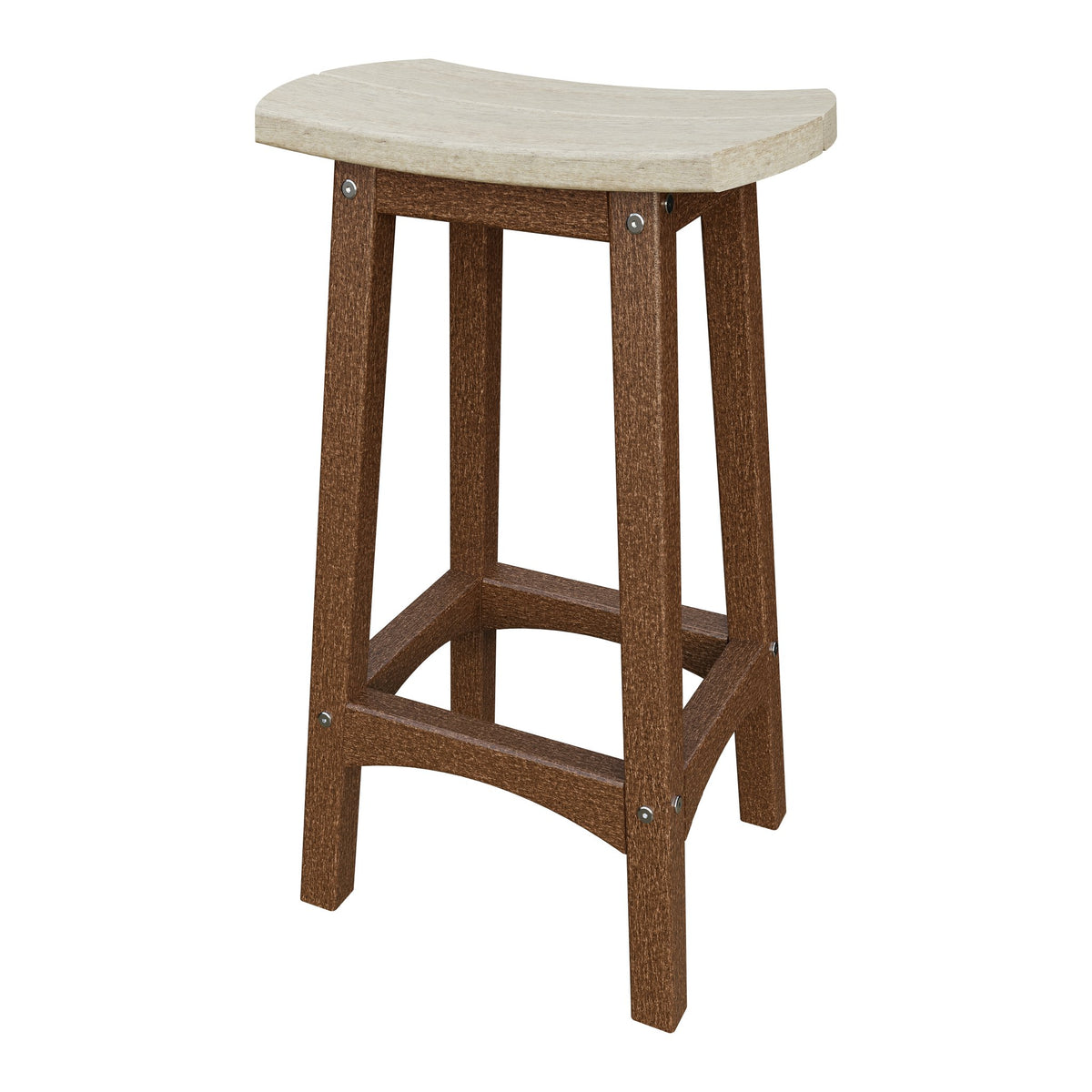 Amish Coastal Fanback Patio Barstool in Birchwood & Tudor Brown