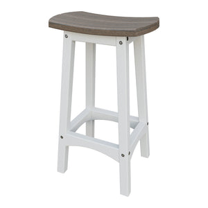 Amish Coastal Fanback Patio Barstool in Brazilian Walnut & White