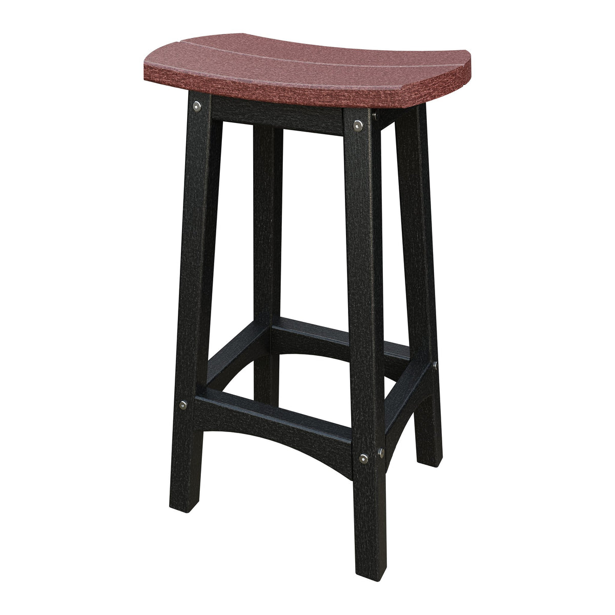 Amish Coastal Fanback Patio Barstool in Cherrywood & Black