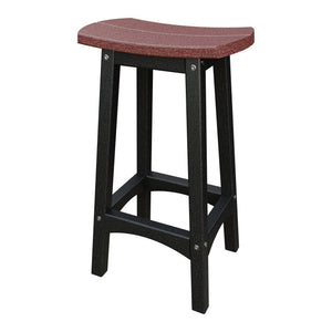 Amish Coastal Fanback Patio Barstool in Cherrywood & Black