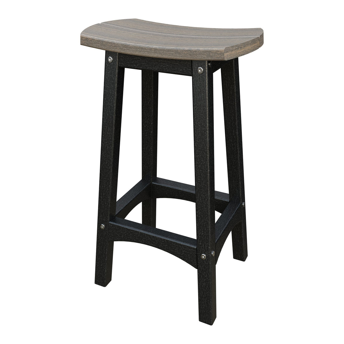 Amish Coastal Fanback Patio Barstool in Coastal Gray & Black