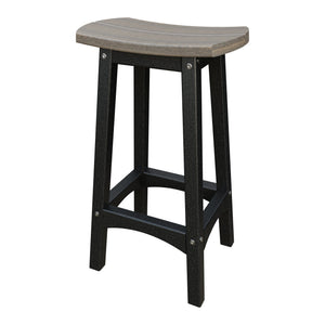 Amish Coastal Fanback Patio Barstool in Coastal Gray & Black