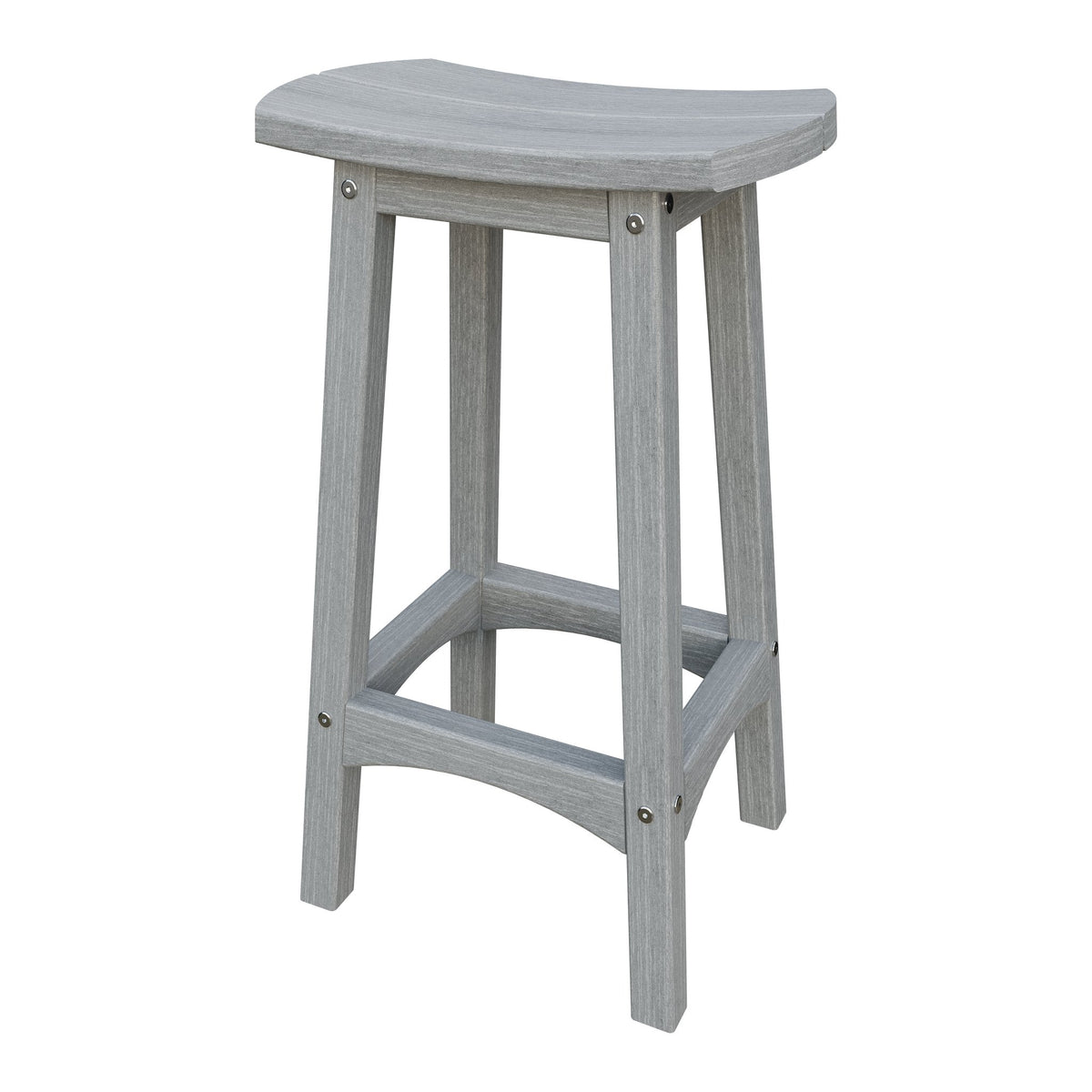 Amish Coastal Fanback Patio Barstool in Driftwood Gray