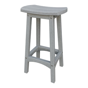Amish Coastal Fanback Patio Barstool in Driftwood Gray