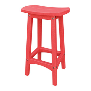 Amish Coastal Fanback Patio Barstool in Red