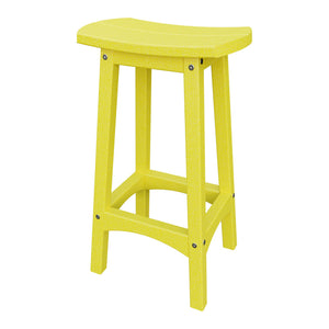 Amish Coastal Fanback Patio Barstool in Lemon Yellow