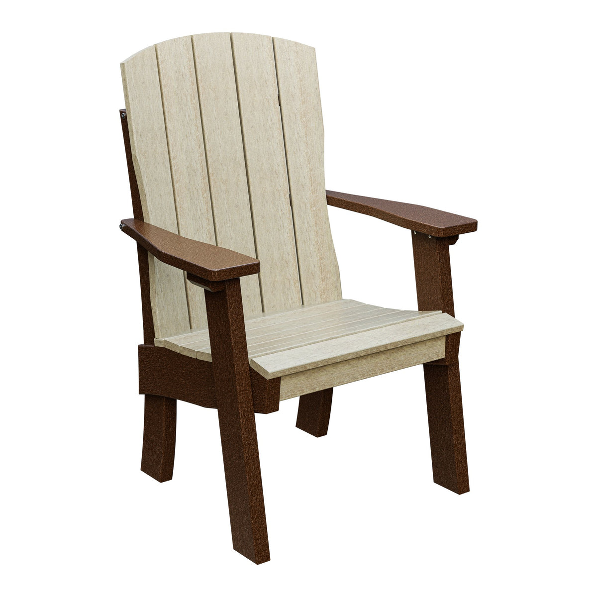 Amish Coastal Fanback Patio Dining Armchair in Birchwood & Tudor Brown