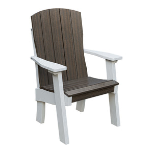 Amish Coastal Fanback Patio Dining Armchair in Brazilian Walnut & White