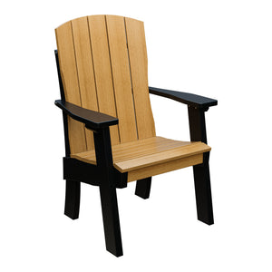 Amish Coastal Fanback Patio Dining Armchair in Natural Teak & Black