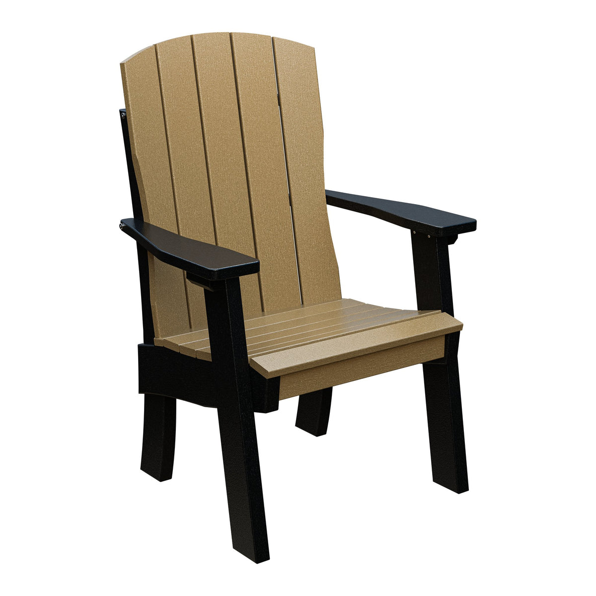 Amish Coastal Fanback Patio Dining Armchair in Weathered Wood & Black