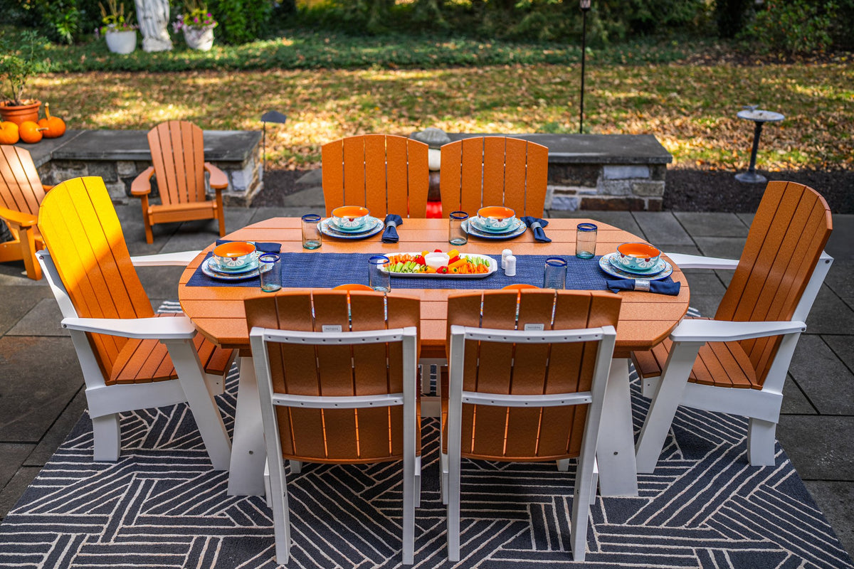 Amish Coastal Fanback 7-Piece Patio Dining Set: Table, 2 Armchairs & 4 Side Chairs lifestyle photo